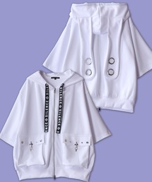 SITRY（シトリー）の「Rabbit Ears Zip Hoodie/うさ耳付きフード ダブルジップ 半袖 ジップパーカー フーディー（パーカー）」