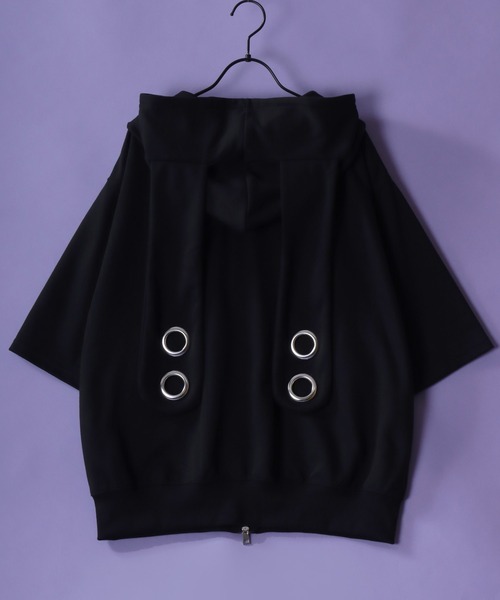 SITRY(シトリー)の「Rabbit Ears Zip Hoodie/うさ耳付きフード ダブルジップ 半袖 ジップパーカー フーディー(パーカー・レディース・ホワイト/ブラック・L/M)」の4枚目の写真