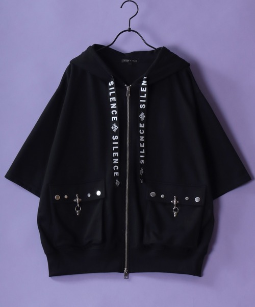 SITRY(シトリー)の「Rabbit Ears Zip Hoodie/うさ耳付きフード ダブルジップ 半袖 ジップパーカー フーディー(パーカー・レディース・ホワイト/ブラック・L/M)」の15枚目の写真