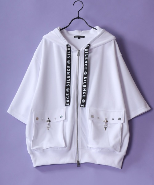 SITRY(シトリー)の「Rabbit Ears Zip Hoodie/うさ耳付きフード ダブルジップ 半袖 ジップパーカー フーディー(パーカー・レディース・ホワイト/ブラック・L/M)」の14枚目の写真