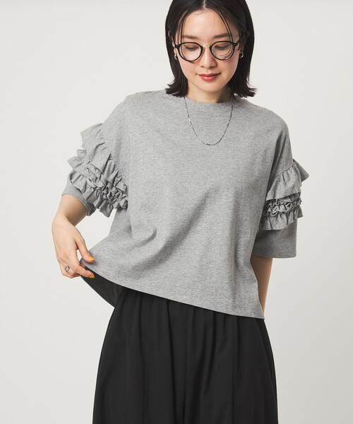 green label relaxing（グリーンレーベルリラクシング）の「【WEB限定】＜at ease＞袖フリル  ショートスリーブ カットソー（Tシャツ/カットソー・レディース・ブラック/コバルトブルー/ホワイト/ライトグレー・FREE）」の22枚目の写真