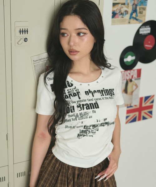 dispark(ディスパーク)の「DISPARK/ネックスタッズビッグロゴT(Tシャツ/カットソー・レディース・ホワイト/ブラック・FREE)」の5枚目の写真