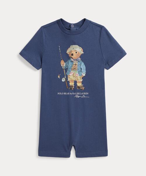 POLO RALPH LAUREN CHILDRENSWEAR(ポロ ラルフ ローレン チルドレンズウェア)の「Polo ベア コットン ジャージー ショートオール(ロンパース・キッズ・ネイビー系1・12M/9M)」の1枚目の写真