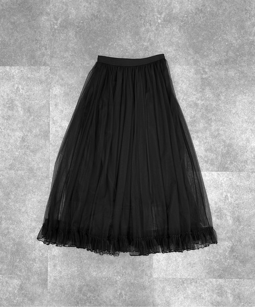 LVEU.(ラブユ.)の「【LVEU.】フリルチュールスカート / ボトムス スカート シアー チュールスカート フリル ZOZOTOWN限定(スカート・レディース・ブラック/ホワイト・FREE)」の11枚目の写真