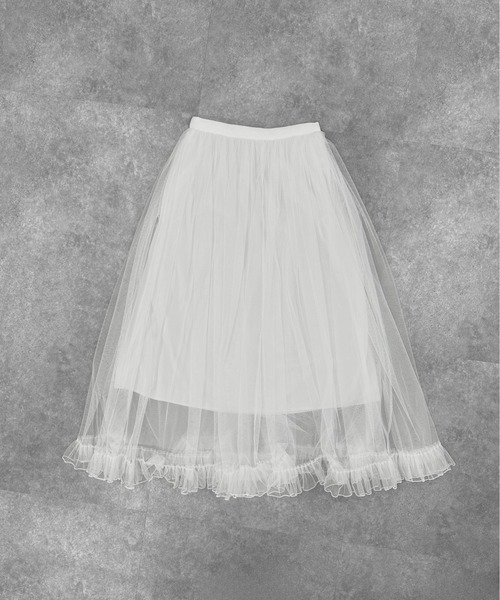 LVEU.(ラブユ.)の「【LVEU.】フリルチュールスカート / ボトムス スカート シアー チュールスカート フリル ZOZOTOWN限定(スカート・レディース・ブラック/ホワイト・FREE)」の10枚目の写真
