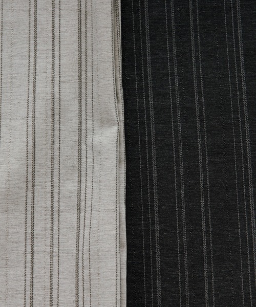 Ezick(エジック)の「Linen-feel striped pants/リネンライクストライプワイドパンツ【ベルト付き】(スラックス・レディース・グレー/ブラック・FREE)」の3枚目の写真