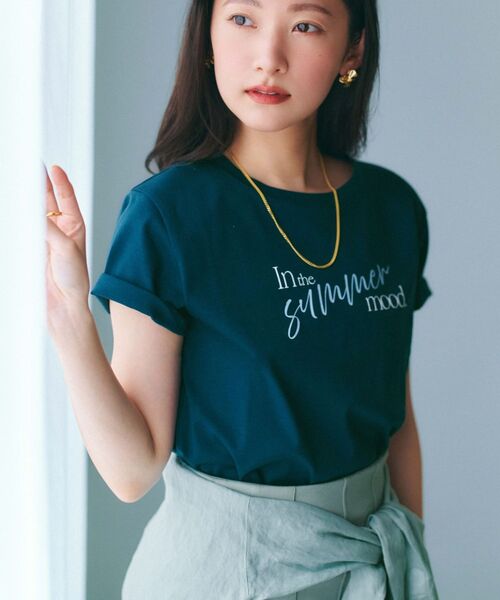 COHINA（コヒナ）の「【接触冷感】サマームードロゴTシャツ 【低身長・小柄女性】（Tシャツ/カットソー・レディース・ライトイエロー/オフホワイト/ブルーグリーン・ONE SIZE）」の2枚目の写真