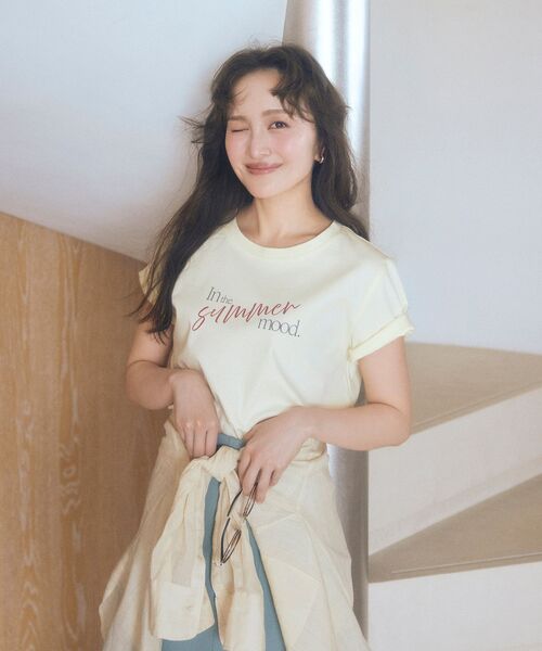 COHINA（コヒナ）の「【接触冷感】サマームードロゴTシャツ 【低身長・小柄女性】（Tシャツ/カットソー・レディース・ライトイエロー/オフホワイト/ブルーグリーン・ONE SIZE）」の4枚目の写真