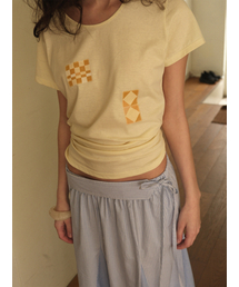 ECOMMAE（イコンマイ）の「PATCHWORK T SHIRT (YELLOW)（Tシャツ/カットソー）」