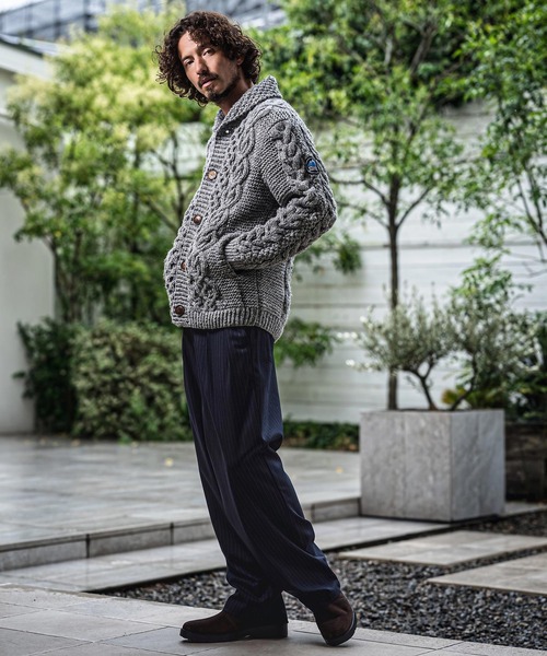 CAMBIO(カンビオ)の「mp15147- Drape Stripe Belted Wide Pants ワイドパンツ(MIU-262-009)(その他パンツ・メンズ・ブラック/ネイビー・L/M/S)」の16枚目の写真