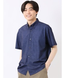 シャツ メンズ 半袖 ストレッチ 吸水速乾 ノンアイロン ボタンダウン ややゆったり ルーズフィット トリコット ハケメ