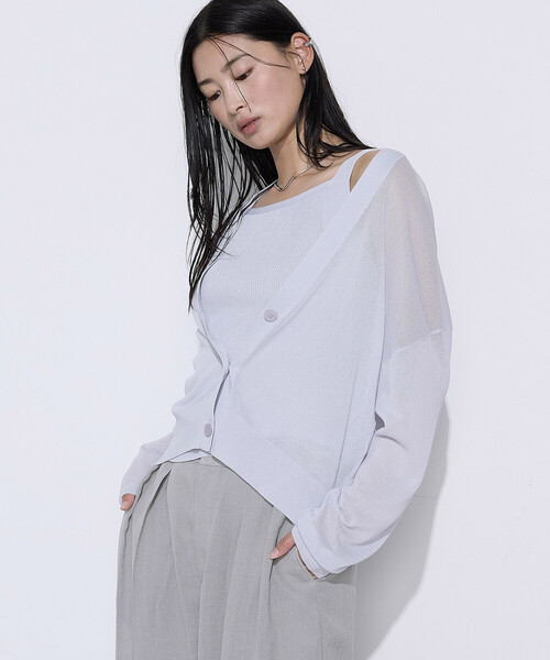 COMME CA(コムサ)の「接触冷感 アンサンブルニット(アンサンブル・レディース・オフホワイト/ライラック・9号/11号)」の2枚目の写真