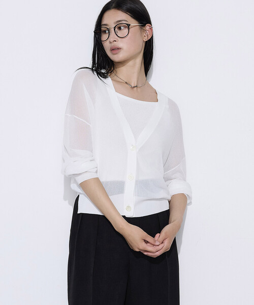 COMME CA(コムサ)の「接触冷感 アンサンブルニット(アンサンブル・レディース・オフホワイト/ライラック・9号/11号)」の9枚目の写真