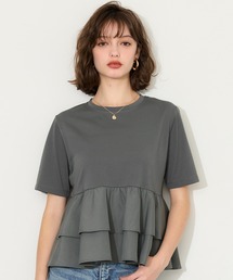 \接触冷感/ドッキング2段フリルTシャツ