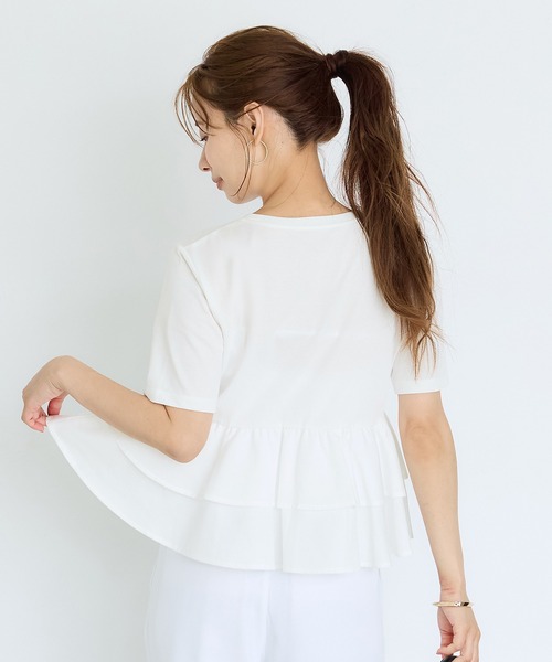 coca(coca)(コカ)の「\接触冷感/ドッキング2段フリルTシャツ(Tシャツ/カットソー・レディース・チャコール/ホワイト・M/L/S)」の16枚目の写真