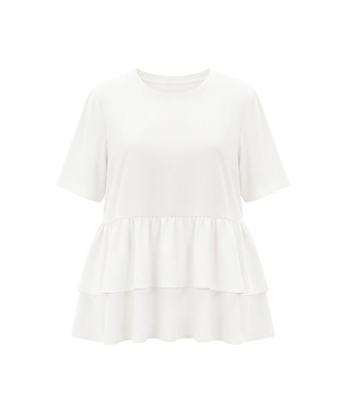 coca(coca)(コカ)の「\接触冷感/ドッキング2段フリルTシャツ(Tシャツ/カットソー・レディース・チャコール/ホワイト・M/L/S)」の6枚目の写真