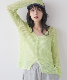 前後2WAYシアーメッシュカーディガン