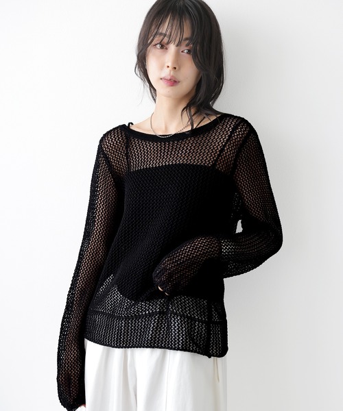 AMELY(エミリー)の「前後2WAYシアーメッシュカーディガン(カーディガン/ボレロ・レディース・ブラック/ライトグリーン/ホワイト/ピンク・フリー)」の3枚目の写真