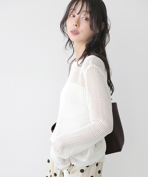 AMELY(エミリー)の「前後2WAYシアーメッシュカーディガン(カーディガン/ボレロ・レディース・ブラック/ライトグリーン/ホワイト/ピンク・フリー)」の6枚目の写真