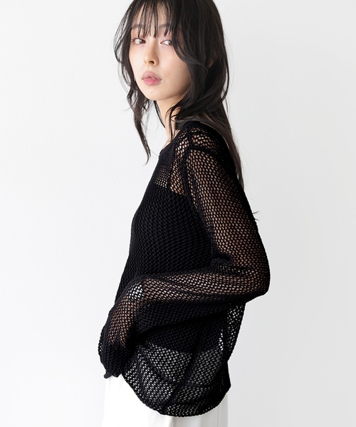 AMELY(エミリー)の「前後2WAYシアーメッシュカーディガン(カーディガン/ボレロ・レディース・ブラック/ライトグリーン/ホワイト/ピンク・フリー)」の9枚目の写真