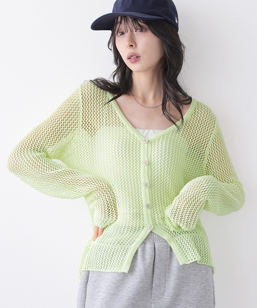 AMELY(エミリー)の「前後2WAYシアーメッシュカーディガン(カーディガン/ボレロ・レディース・ブラック/ライトグリーン/ホワイト/ピンク・フリー)」の11枚目の写真