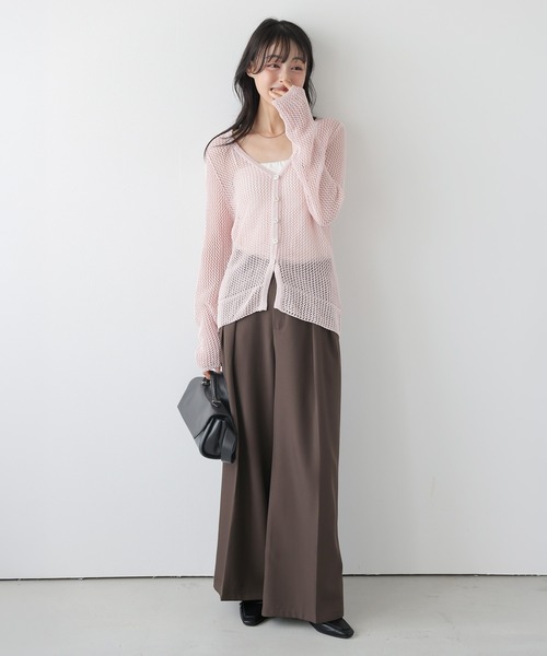 AMELY(エミリー)の「前後2WAYシアーメッシュカーディガン(カーディガン/ボレロ・レディース・ブラック/ライトグリーン/ホワイト/ピンク・フリー)」の14枚目の写真