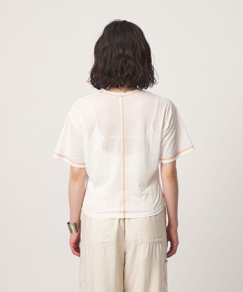 CITEN(シテン)の「<CITEN> ハーフスリーブシアーT(Tシャツ/カットソー・レディース・ホワイト/ブラック・FREE)」の9枚目の写真