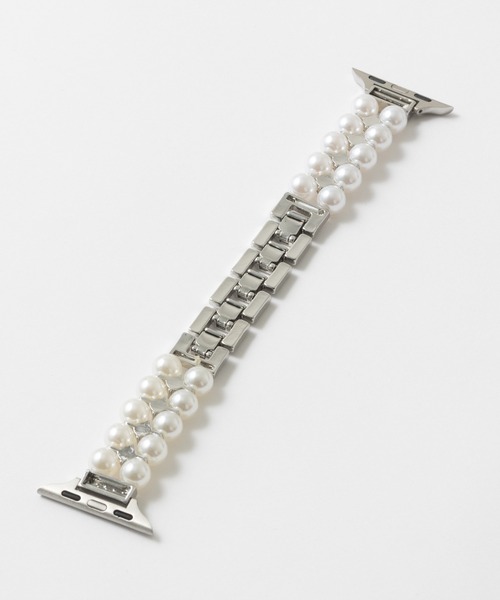 emonique(エモニーク)の「合金 パール アップルウォッチバンド Apple Watch バンド【38mm/40mm/41mm 対応】(デジタル腕時計・レディース・シルバー/プラチナム・38)」の5枚目の写真