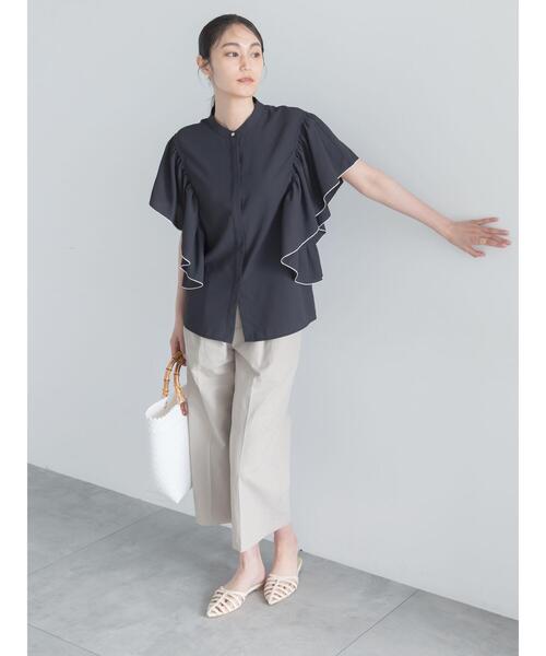 Te chichi(テチチ)の「【接触冷感/UVカット/遮熱】ワイドクロップトパンツ(その他パンツ・レディース・ブラック/ベージュ/ネイビー・F)」の6枚目の写真