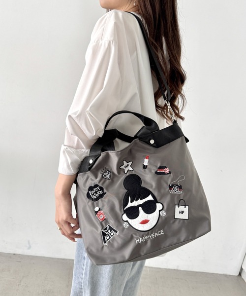 HAPPY FACE(ハッピーフェイス)の「エマ新刺繍2WAYトートGY(トートバッグ・レディース・グレー・ONE SIZE)」の11枚目の写真