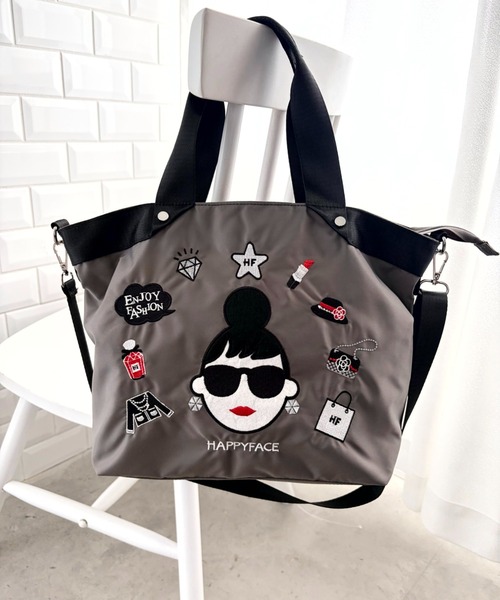 HAPPY FACE(ハッピーフェイス)の「エマ新刺繍2WAYトートGY(トートバッグ・レディース・グレー・ONE SIZE)」の12枚目の写真