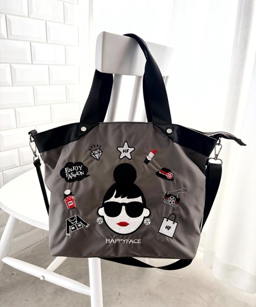 HAPPY FACE(ハッピーフェイス)の「エマ新刺繍2WAYトートGY(トートバッグ・レディース・グレー・ONE SIZE)」の2枚目の写真