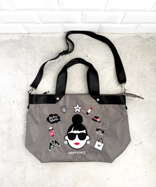 HAPPY FACE(ハッピーフェイス)の「エマ新刺繍2WAYトートGY(トートバッグ・レディース・グレー・ONE SIZE)」の5枚目の写真