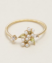 Zoule ゾーラ:FLOWER LETTER SERIES jewel flower letter R-2 花言葉 ネモフィラ プルメリア リング