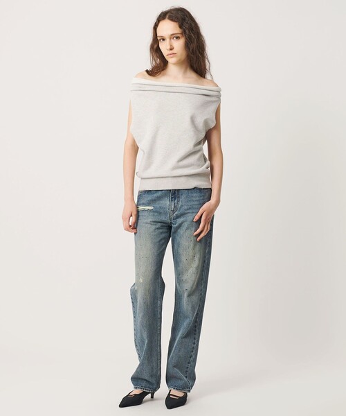 ATTISESSION(アティセッション)の「<ATTISESSION>コットン ウラケ オフショルダー スウェットトップス(Tシャツ/カットソー・レディース・ライトグレー/ダークブラウン・FREE)」の1枚目の写真
