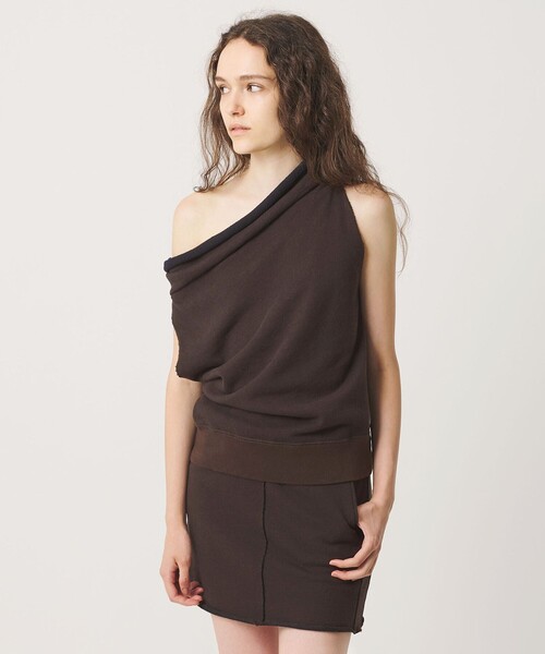 ATTISESSION(アティセッション)の「<ATTISESSION>コットン ウラケ オフショルダー スウェットトップス(Tシャツ/カットソー・レディース・ライトグレー/ダークブラウン・FREE)」の4枚目の写真