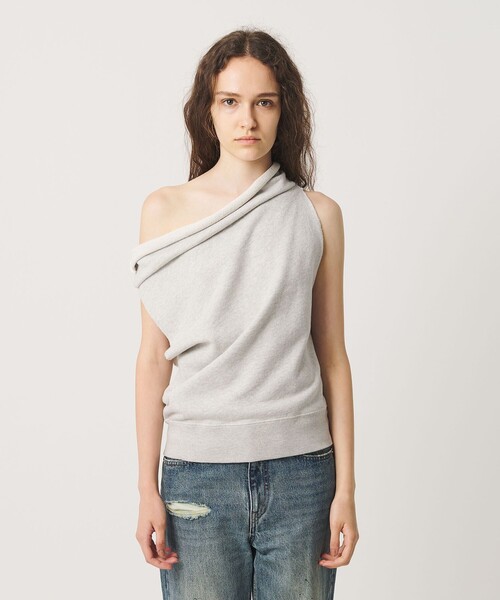 ATTISESSION(アティセッション)の「<ATTISESSION>コットン ウラケ オフショルダー スウェットトップス(Tシャツ/カットソー・レディース・ライトグレー/ダークブラウン・FREE)」の7枚目の写真