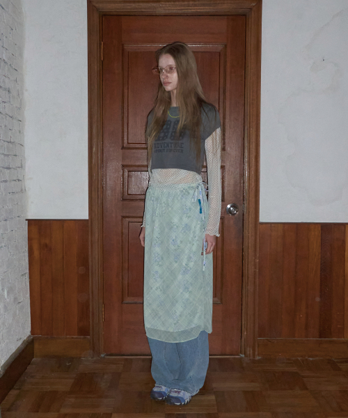 MAISON CREME（メゾンクレム）の「Floral check layered skirt_ Apple Mint（スカート・レディース・その他・FREE）」の4枚目の写真