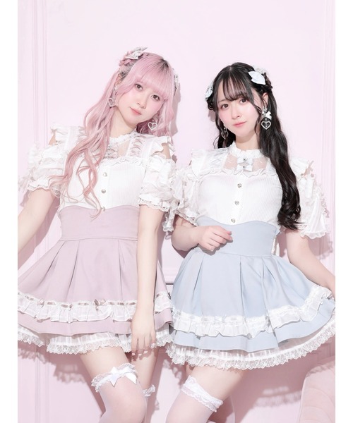 NOEMIE(ノエミー)の「シアーチェックスリーブリボンスピンドルカットソー(Tシャツ/カットソー・レディース・ブルー系その他/ブラック/ピンク系その他・M)」の4枚目の写真