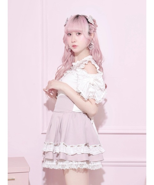 NOEMIE(ノエミー)の「シアーチェックスリーブリボンスピンドルカットソー(Tシャツ/カットソー・レディース・ブルー系その他/ブラック/ピンク系その他・M)」の5枚目の写真