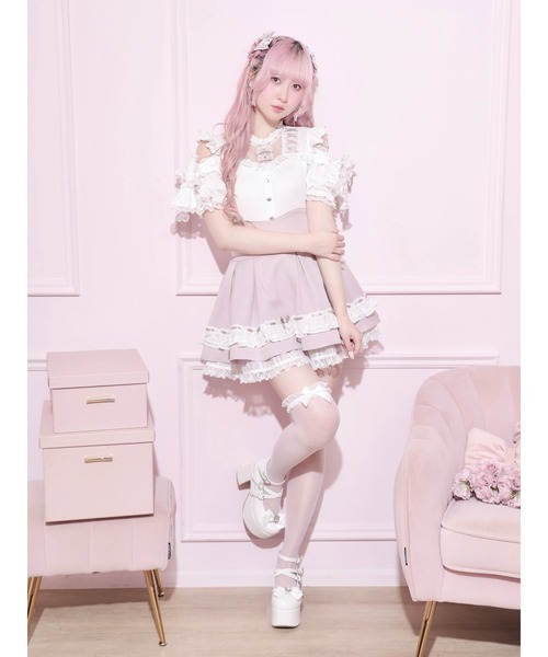 NOEMIE(ノエミー)の「シアーチェックスリーブリボンスピンドルカットソー(Tシャツ/カットソー・レディース・ブルー系その他/ブラック/ピンク系その他・M)」の7枚目の写真