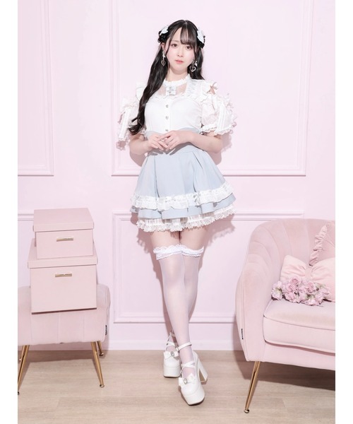 NOEMIE(ノエミー)の「シアーチェックスリーブリボンスピンドルカットソー(Tシャツ/カットソー・レディース・ブルー系その他/ブラック/ピンク系その他・M)」の10枚目の写真