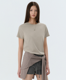 ウィメンズベーシッククルーネックTシャツ[グレイッシュベージュ]