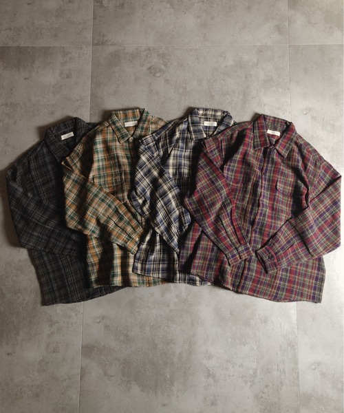 many men many mind(メニーメンメニーマインド)の「many men many mind /ワッフルチェック ワークシャツ(シャツ/ブラウス・メンズ・ブラック/パープル/ブルー/グリーン・LARGE/MEDIUM/X-LARGE)」の5枚目の写真