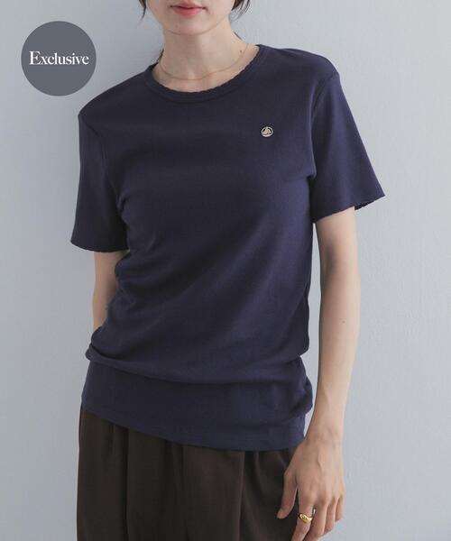 URBAN RESEARCH DOORS（アーバンリサーチドアーズ）の「『別注』PETIT BATEAU×DOORS　POINTCOCOTTE T-SHIRTS（Tシャツ/カットソー・レディース・ホワイト/オリーブ/ピンク/ネイビー・SMALL/MEDIUM）」の4枚目の写真