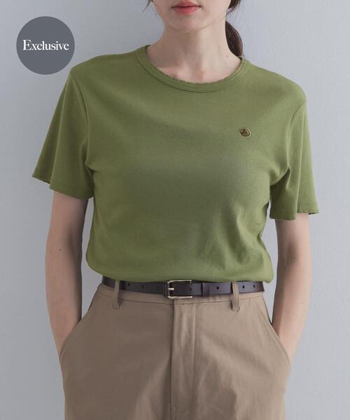 URBAN RESEARCH DOORS（アーバンリサーチドアーズ）の「『別注』PETIT BATEAU×DOORS　POINTCOCOTTE T-SHIRTS（Tシャツ/カットソー・レディース・ホワイト/オリーブ/ピンク/ネイビー・SMALL/MEDIUM）」の3枚目の写真