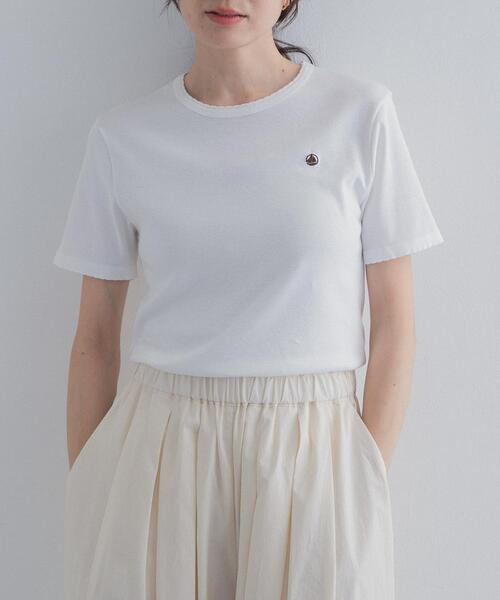 URBAN RESEARCH DOORS（アーバンリサーチドアーズ）の「『別注』PETIT BATEAU×DOORS　POINTCOCOTTE T-SHIRTS（Tシャツ/カットソー・レディース・ホワイト/オリーブ/ピンク/ネイビー・SMALL/MEDIUM）」の9枚目の写真