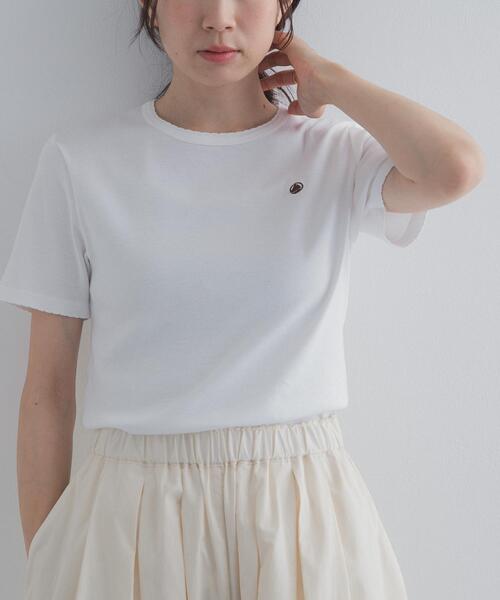 URBAN RESEARCH DOORS（アーバンリサーチドアーズ）の「『別注』PETIT BATEAU×DOORS　POINTCOCOTTE T-SHIRTS（Tシャツ/カットソー・レディース・ホワイト/オリーブ/ピンク/ネイビー・SMALL/MEDIUM）」の10枚目の写真