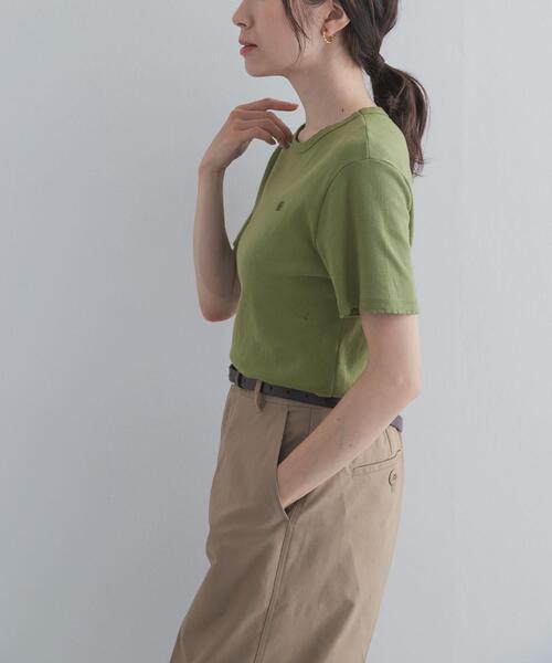 URBAN RESEARCH DOORS（アーバンリサーチドアーズ）の「『別注』PETIT BATEAU×DOORS　POINTCOCOTTE T-SHIRTS（Tシャツ/カットソー・レディース・ホワイト/オリーブ/ピンク/ネイビー・SMALL/MEDIUM）」の8枚目の写真