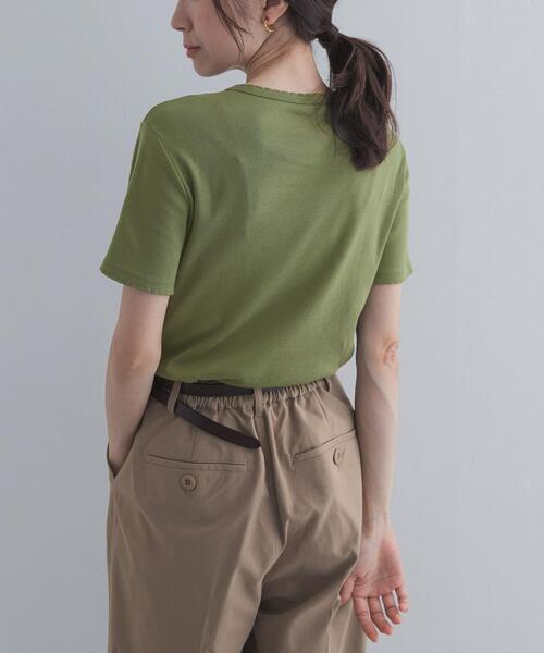 URBAN RESEARCH DOORS（アーバンリサーチドアーズ）の「『別注』PETIT BATEAU×DOORS　POINTCOCOTTE T-SHIRTS（Tシャツ/カットソー・レディース・ホワイト/オリーブ/ピンク/ネイビー・SMALL/MEDIUM）」の12枚目の写真